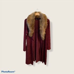 Faux fur collar cardigan